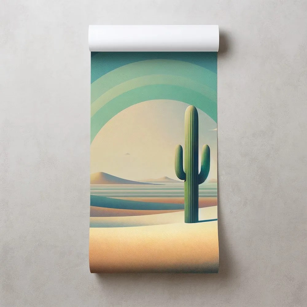 Tapeta pastelová púšť s kaktusom