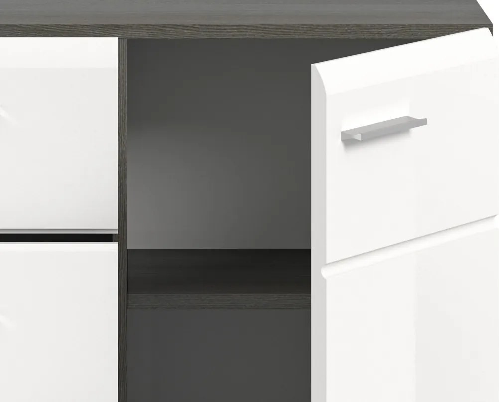 Komoda so zásuvkami Salsa, 80 cm, šedý dub/biela lesk