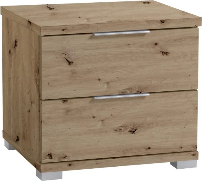 Nočný stolík s 2 zásuvkami Smilla, výška 43 cm, dub artisan