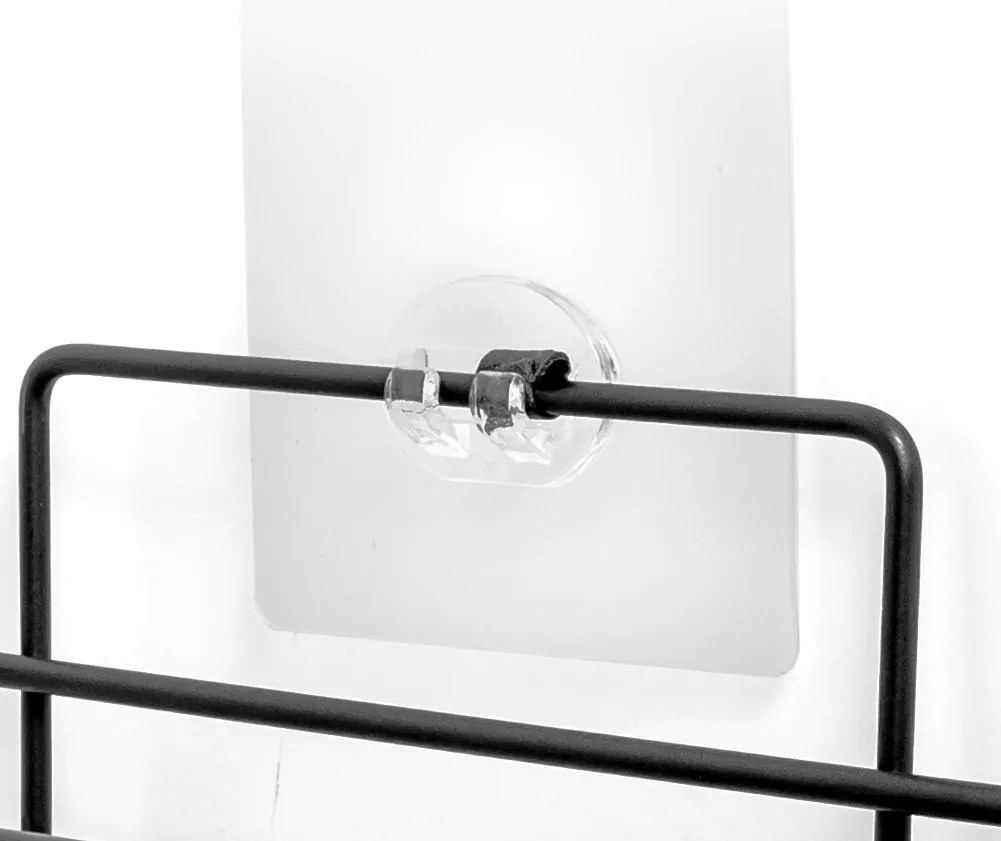 VILDE Kovová čierna rohová polička, samolepiaca 23 x 23 x 10 cm