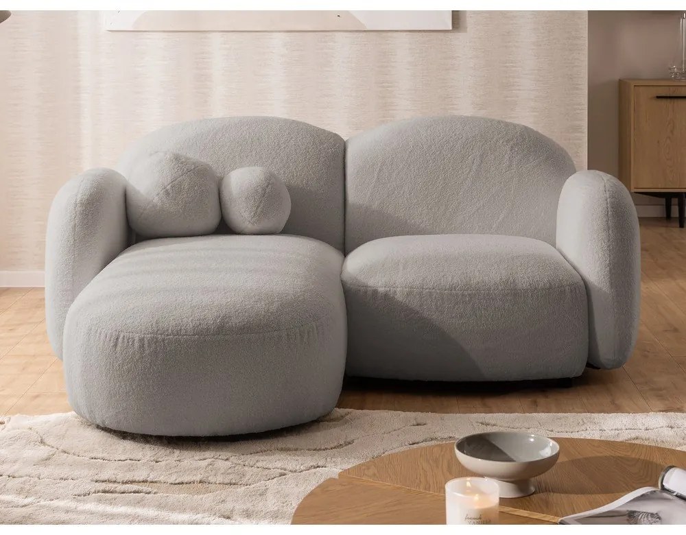 Sivá rohová pohovka z textílie buklé (ľavý roh/s leňoškou) Orbit – Ropez