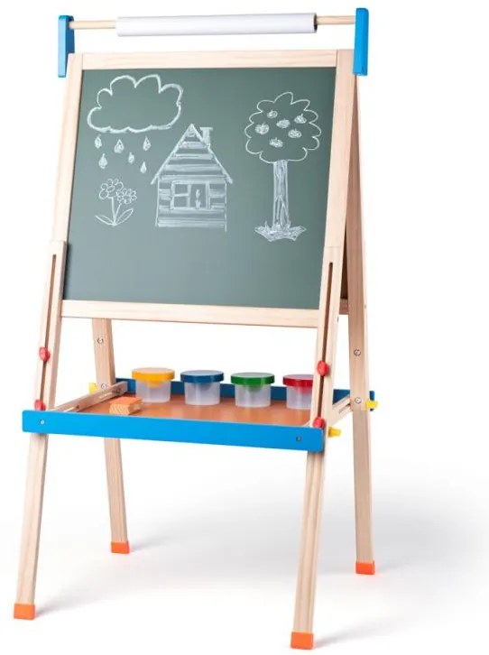 Tabuľa "ABC" s písmenami, s rolkou papiera a téglikmi