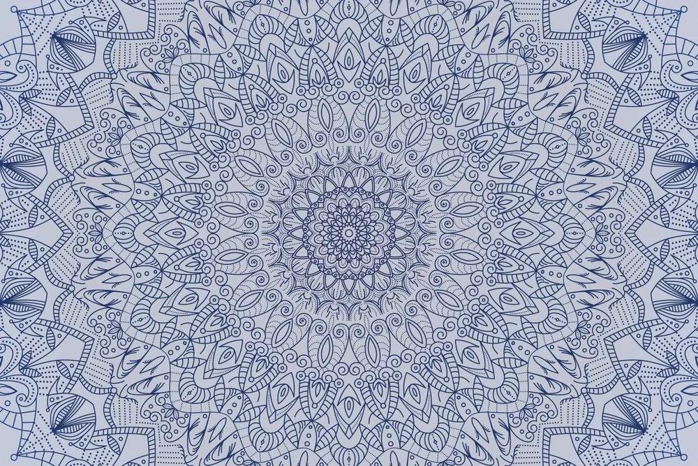 Samolepiaca tapeta detailná ozdobná Mandala v modrej farbe - 150x100