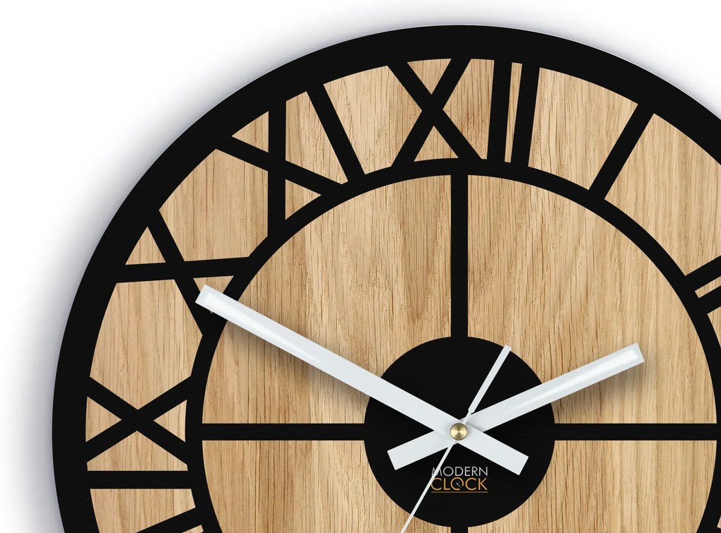 Dřevěné nástěnné hodiny Oslo 33 cm dub přírodní/černé