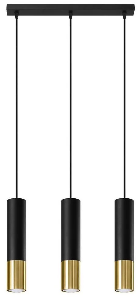 Sollux SL.0954 - Luster na lanku LOOPEZ 3xGU10/10W/230V čierna/zlatá SL.0954