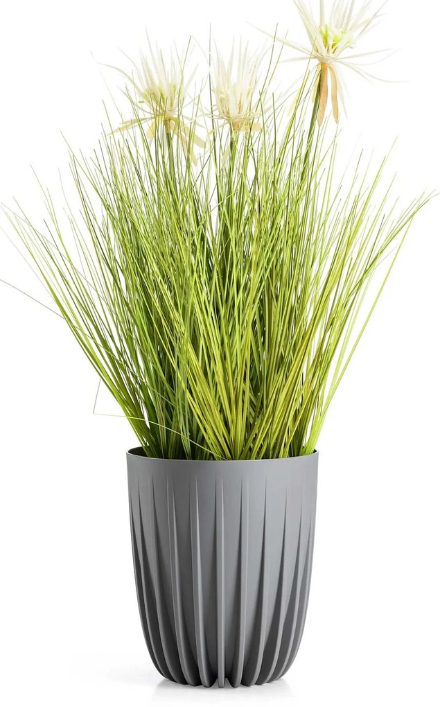 PLASTOVÝ KVETINÁČ STRIPPED 19X22,5 CM SIVÁ