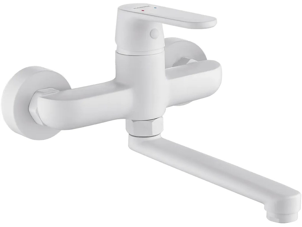 Kuchinox Dima, nástenná drezová/umývadlová batéria, biela matná, LAV-BQD_650D