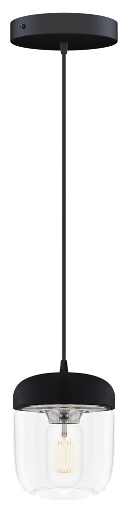ACORN BLACK | dizajnová visiaca lampa Farba: Leštená oceľ, Sada: Tienidlo + Rosette čierny