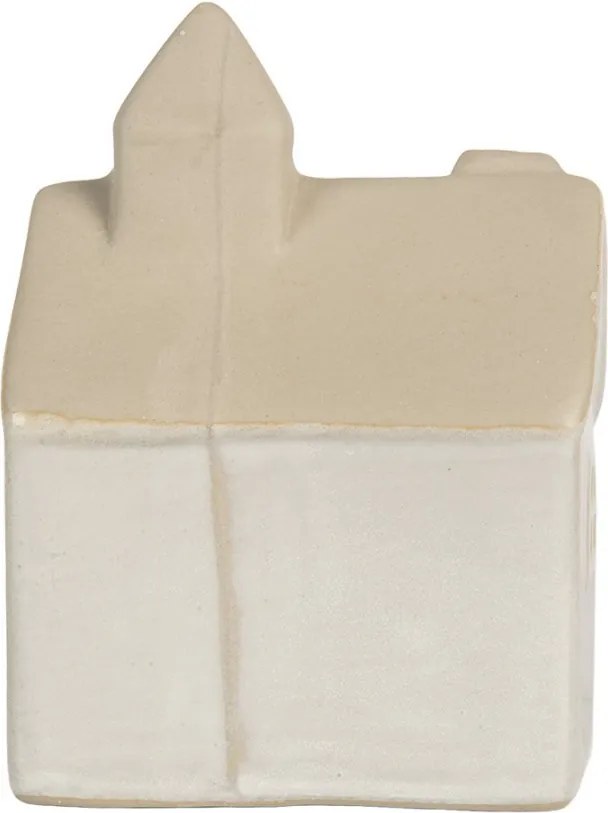 Béžový keramický svietiaci LED domček - 9*6*12 cm