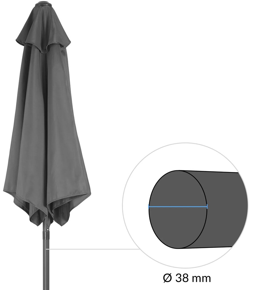 Kingsleeve Slnečník, antracit Ø 200 cm s kľukou