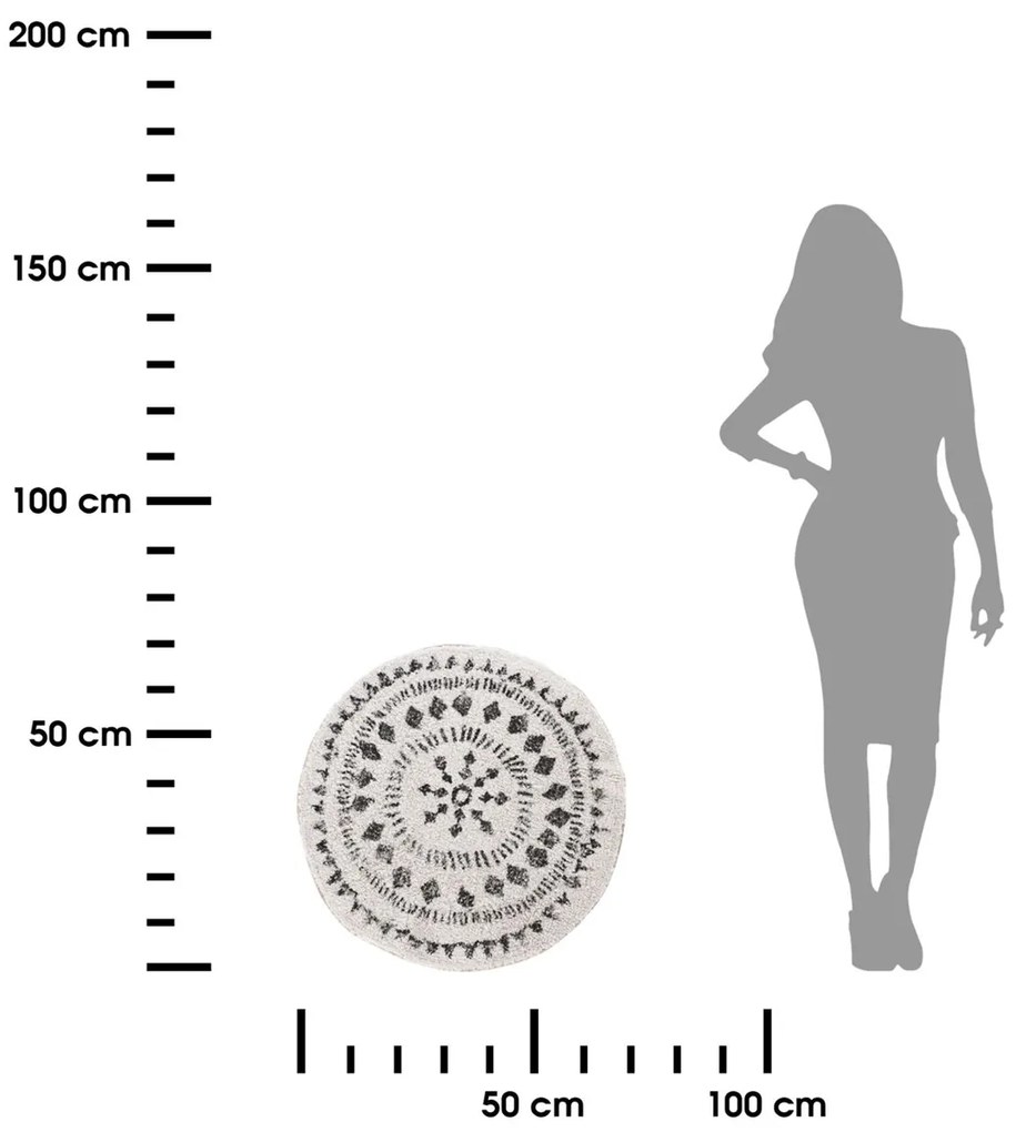 Koberec Jasmine3, (fi) 70 cm, biela/čierna