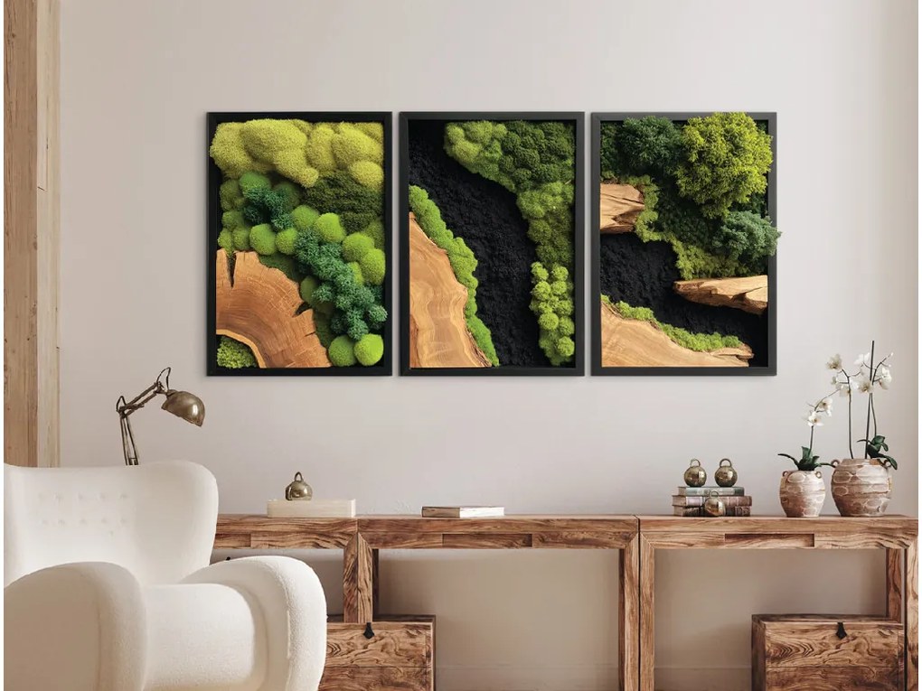 drevko |  Trojdielny machový obraz Hlbočina (UV tlač)  41 x 90 cm
