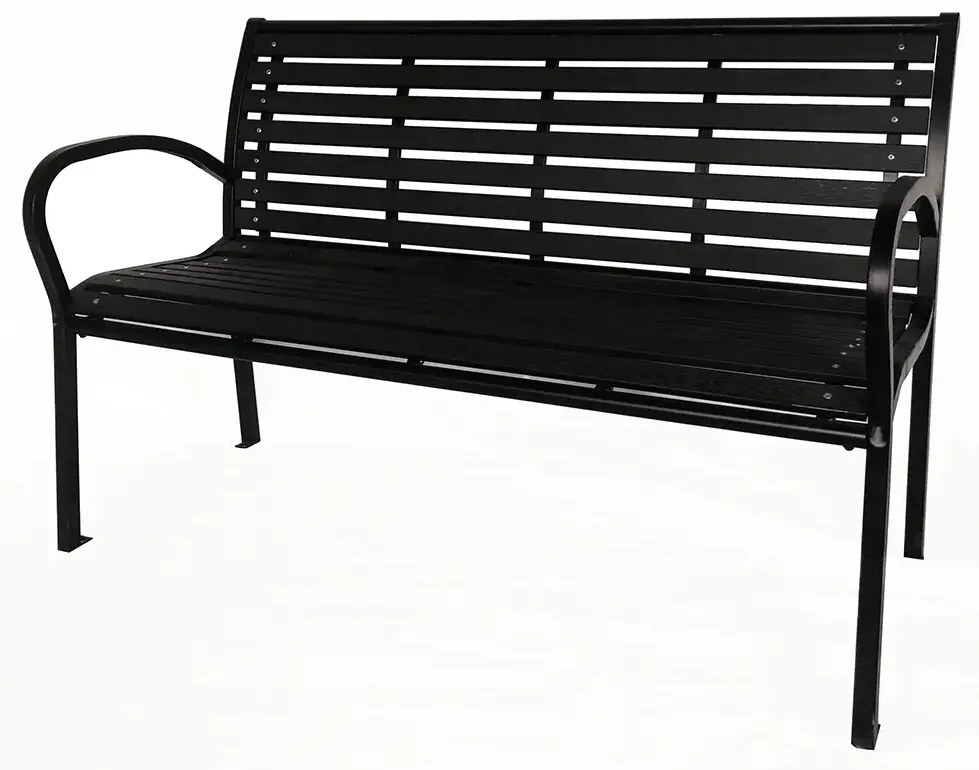 Lavička záhradná 125 x 60 x 80 cm, čierna, oceľ / plast