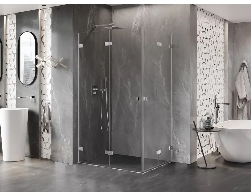 Mexen Lunar-F Duo, skladací sprchový kút 90 x 85 cm, 8mm číre sklo, chrómový profil, 836-090L-085P-01-00
