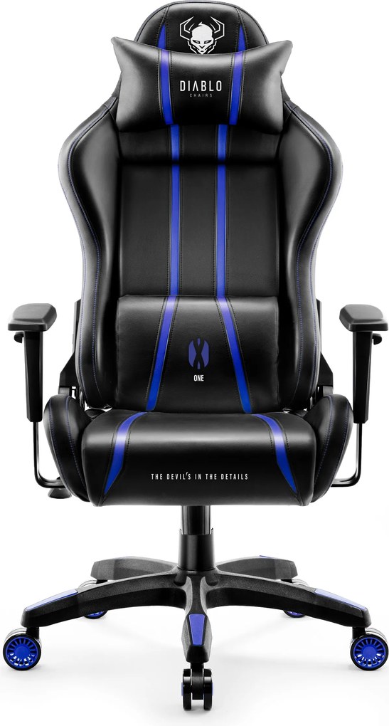Herné kreslo z eko-kože Normal Size, čierny-modrý: Diablo X-One 2.0