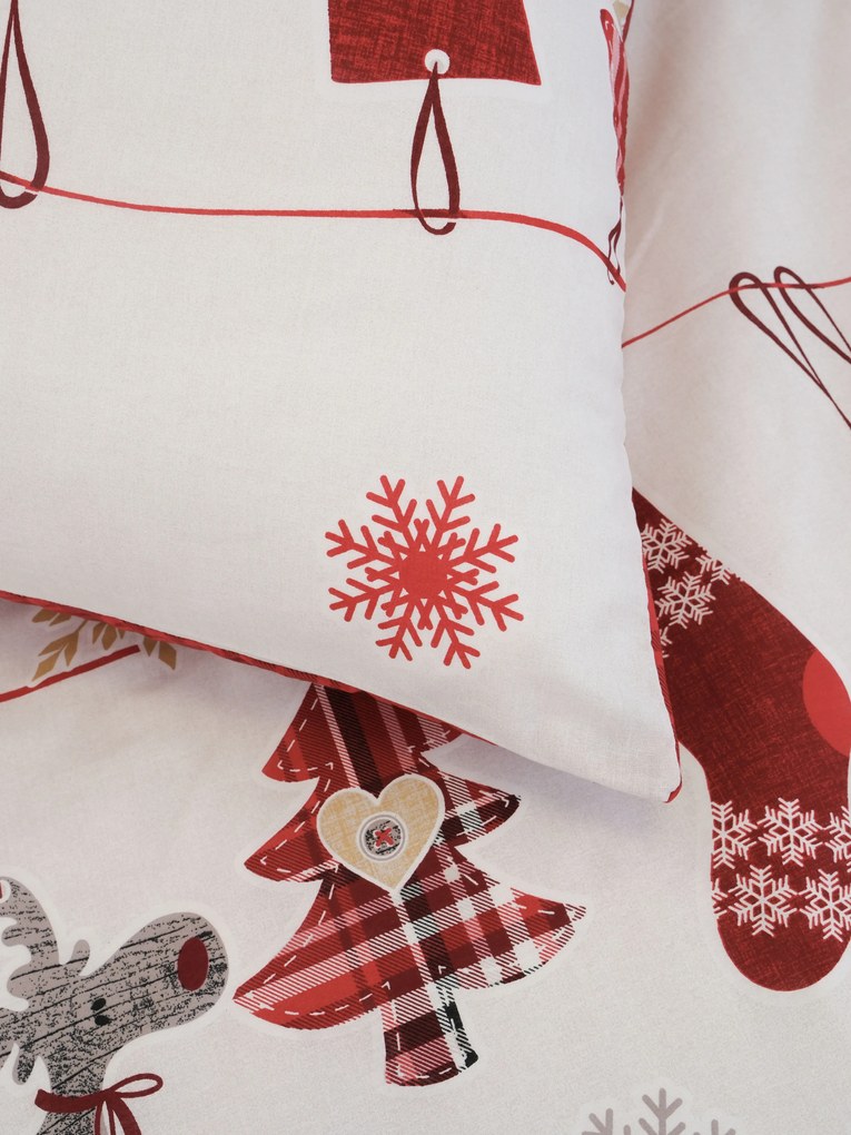 Vianočné francúzske bavlnené obliečky Renforcé - Sobíci červené