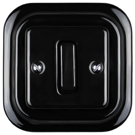 Elhard Štvorcový keramický vypínač s kolískou č.1, čierny - kompletný KV5301B