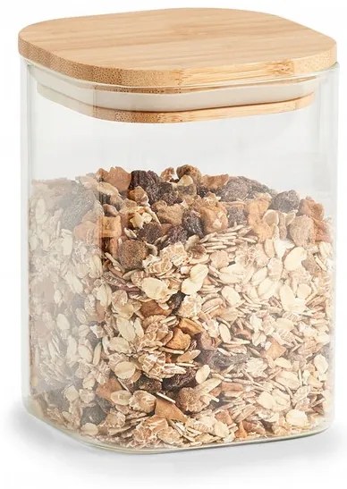 Orion Sklenená dóza hranatá s bambusovým vrchnákom, 1 l BORO