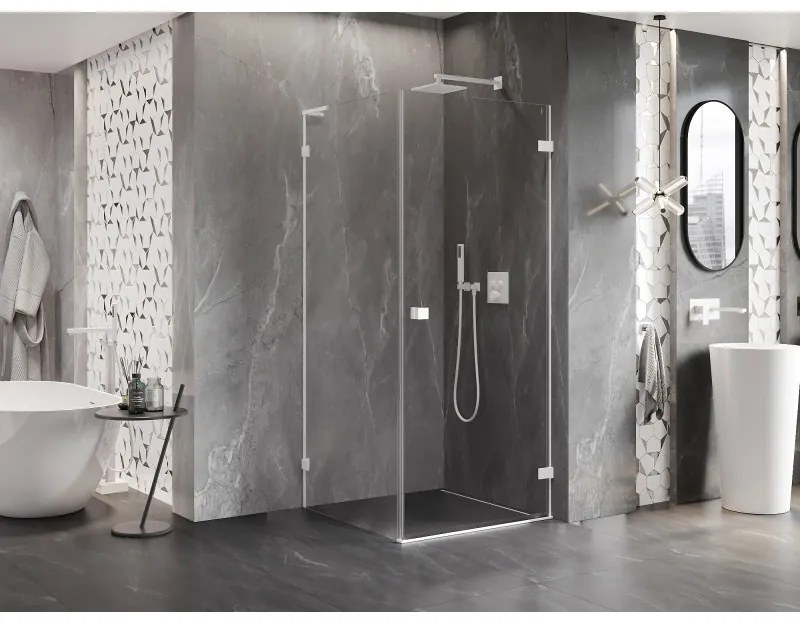 Mexen Lunar-B L pravý výklopný sprchový kút 70 x 70 cm, číre sklo, biela, 832L-070-070-20-00-P