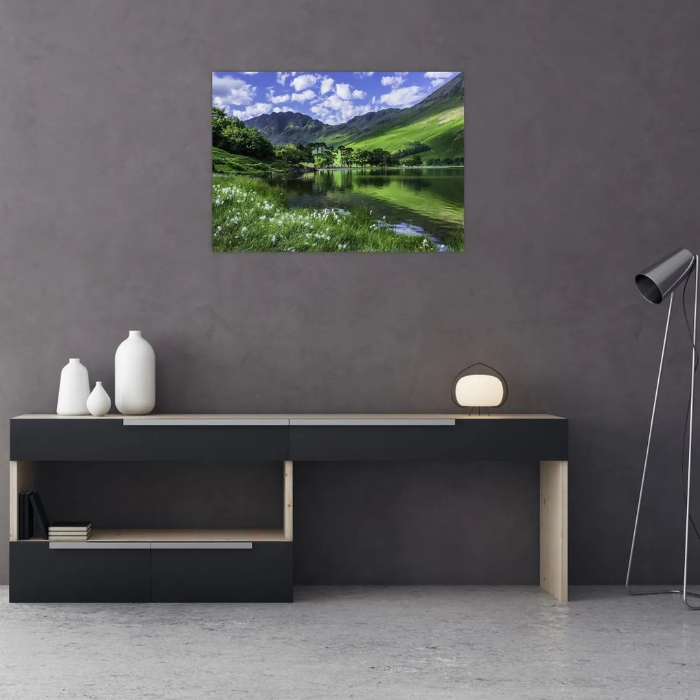 Obraz - Krajina s jazerom (70x50 cm)