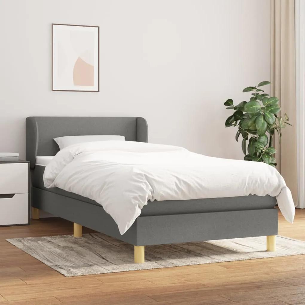 Boxspring posteľ s matracom tmavosivá 90x190 cm látka 3126606