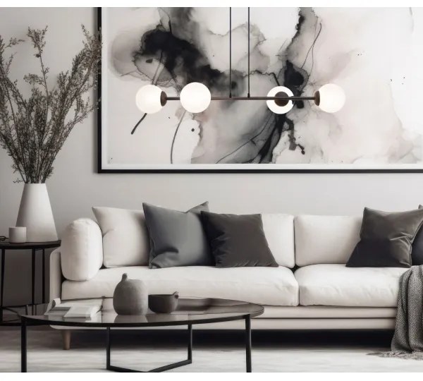 Luster na lanku FIRA 4xE27/60W/230V čierna