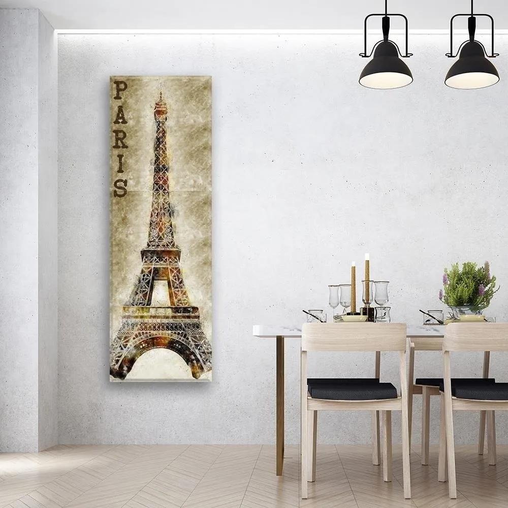 Obraz na plátně Pařížská Eiffelova věž Vintage Retro - 40x120 cm