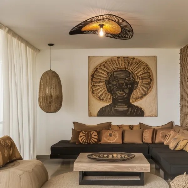 Brilagi - LED Prisadený luster CERIA BOHO 1xE27/40W/230V pr. 50 cm čierna/hnedá