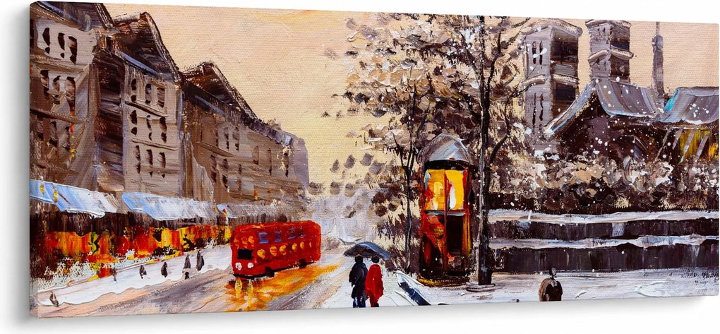 Obraz - Maľba zimného mesta (120x50 cm)