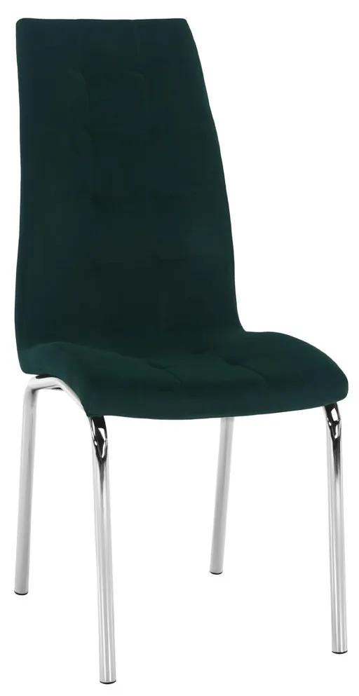 Tempo Kondela Jedálenská stolička, smaragdová Velvet látka/chróm, GERDA NEW
