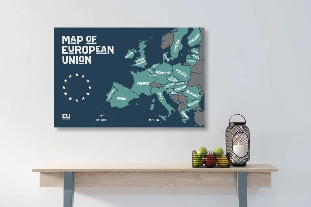 Obraz náučná mapa s názvami krajín európskej únie Varianta: 90x60