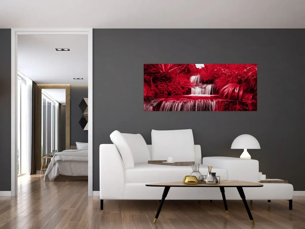 Obraz - Indonézske vodopády v červenej (120x50 cm)