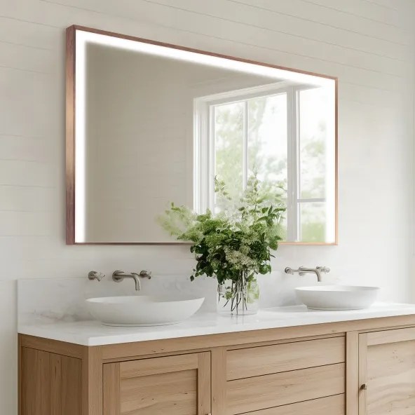 LED zrkadlo v ráme do kúpeľne M2