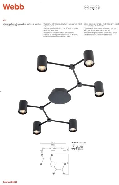 Redo 01-4048 - Bodové svietidlo WEBB 6xGU10/10W/230V čierna