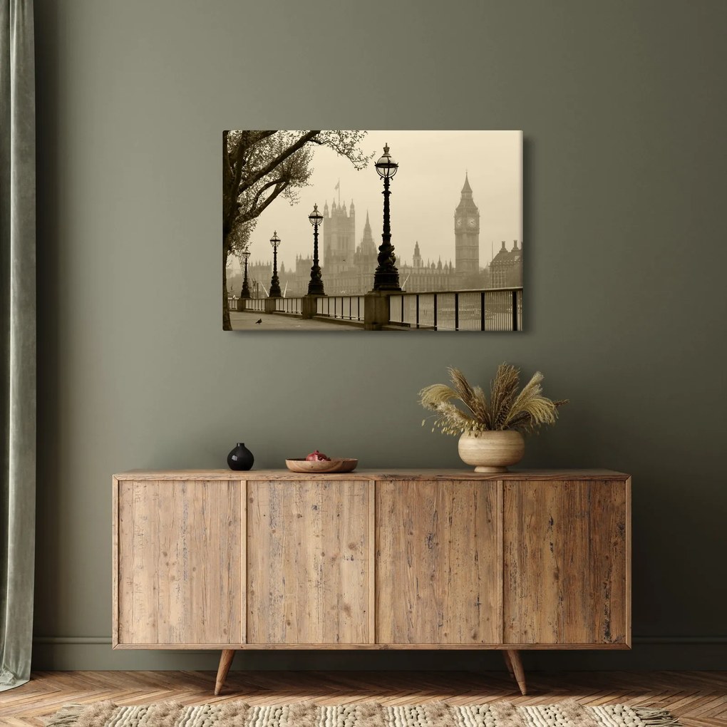 Obraz - Londýn v hmle, Anglicko (90x60 cm)