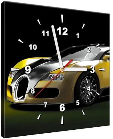 Obraz s hodinami Žlté Bugatti Veyron 30x30cm ZP2380A_1AI