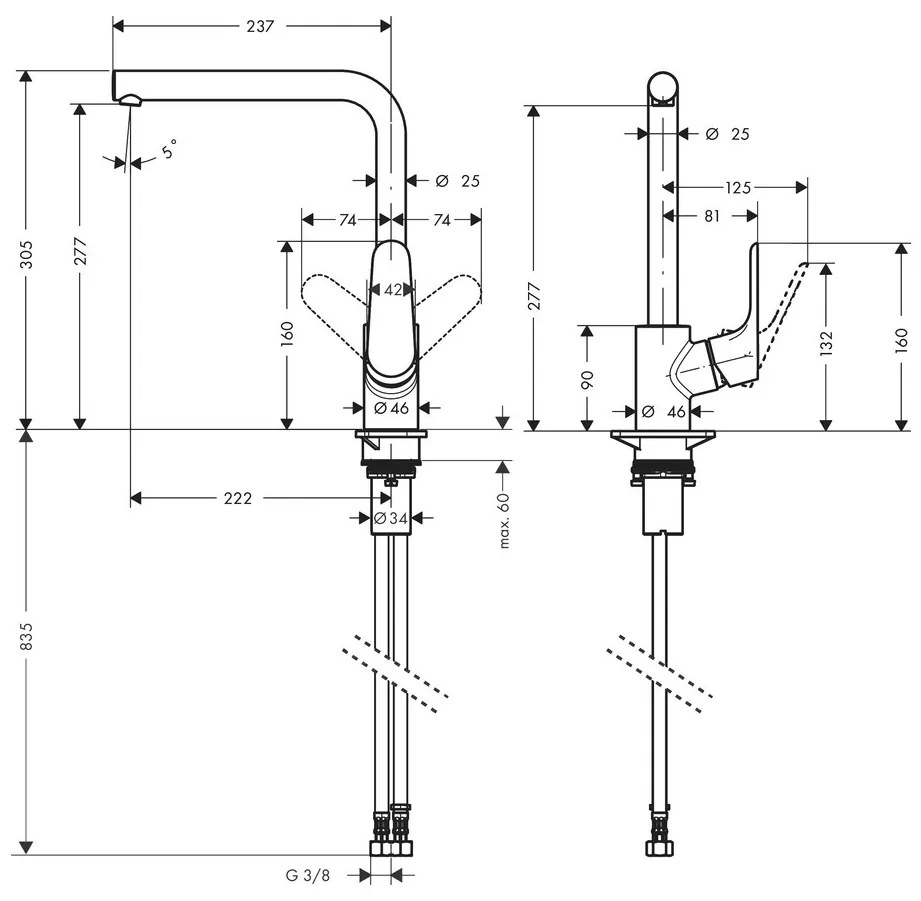 Hansgrohe Focus M41, drezová batéria, čierna matná, HAN-31817670