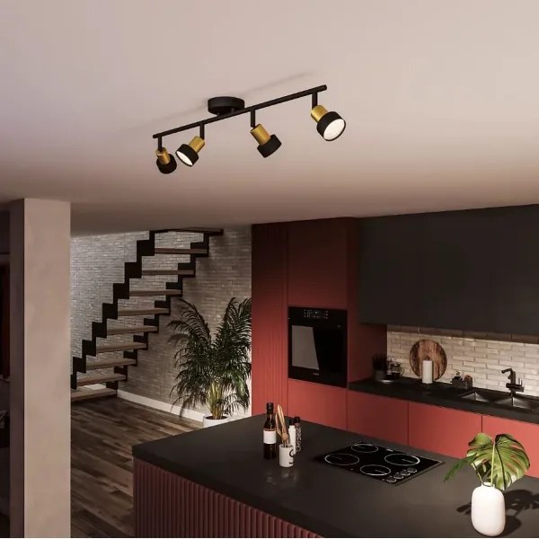 Philips - Bodové svietidlo CONDUIT 4xGU10/5W/230V čierna/mosadz