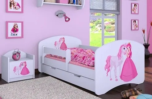 MAXMAX Detská posteľ so zásuvkou 180x90cm PRINCEZNÁ A KONÍK