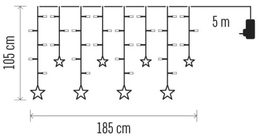 LED Vianočný záves 115xLED/1,35W 6,85x1,05 m teplá biela