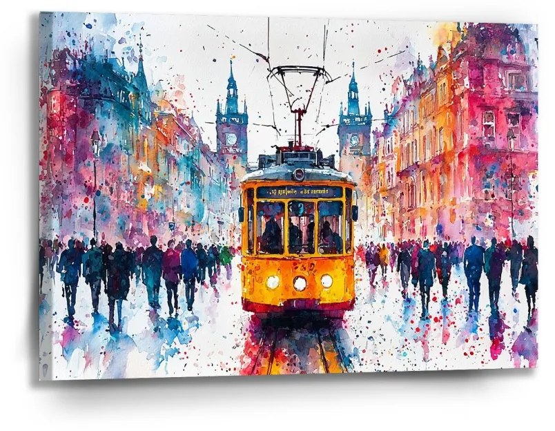 Sablio Obraz Žltá električka Paint - 90x60 cm