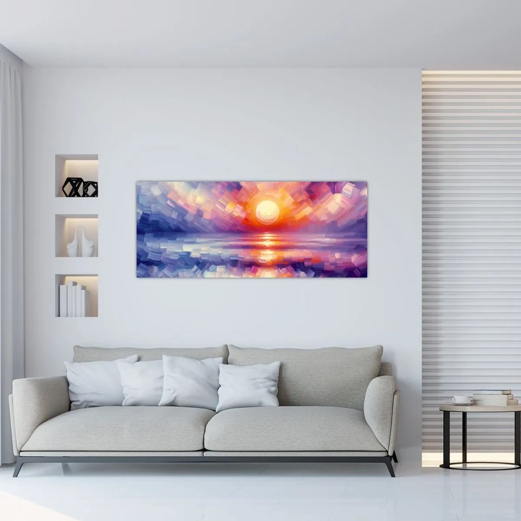 Obraz - Farebný umelecký západ slnka (120x50 cm)