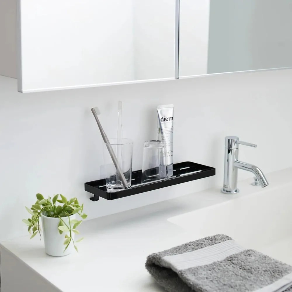 Matne čierna oceľová kúpeľňová polička bez vŕtania Film Hook – YAMAZAKI