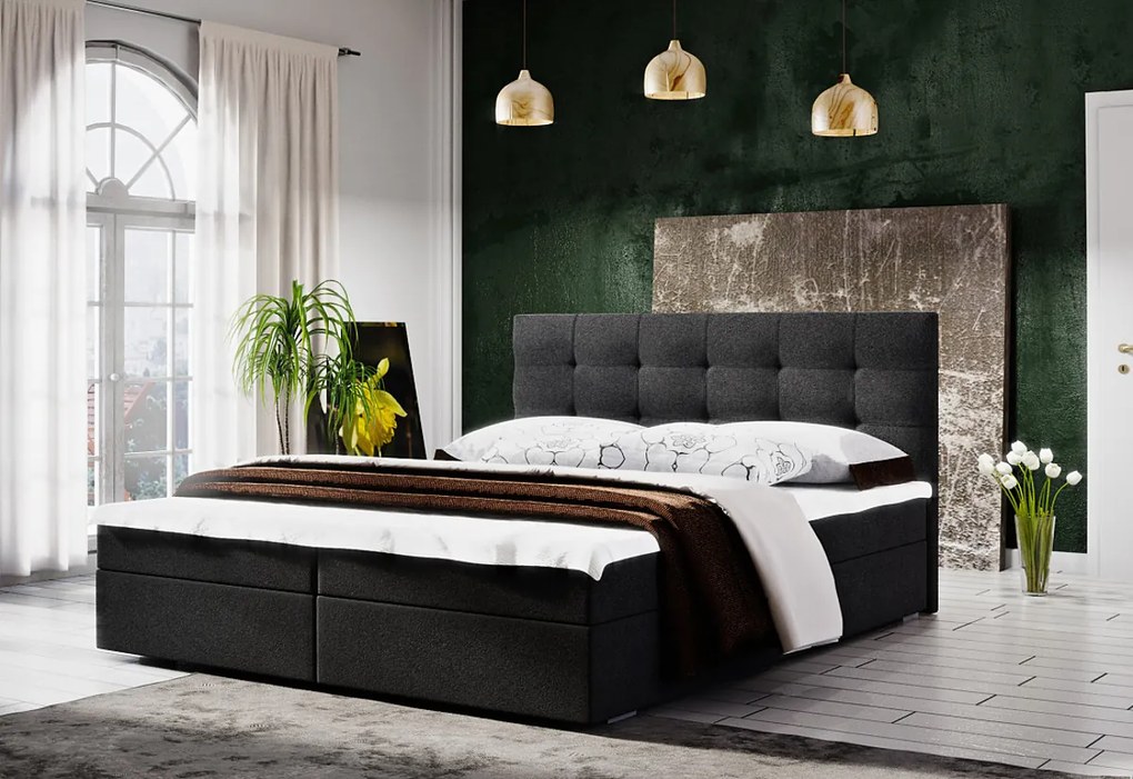 Čalúnená posteľ FADO 2 + rošt + matrac + topper, 180x200, Cosmic 100