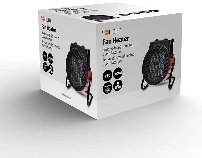 SOLIGHT Teplovzdušný priamotop s ventilátorom 3000W