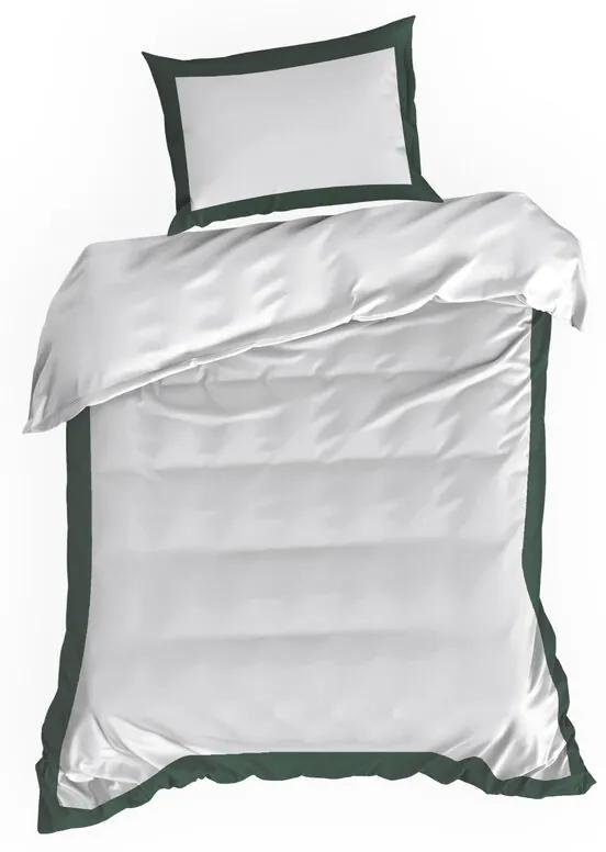 Dekorstudio Exkluzívne posteľné obliečky LAURA - biele so zeleným lémom Rozmer posteľných obliečok: Šírka x Dĺžka: 220x200cm + 2 ks 70x80 cm