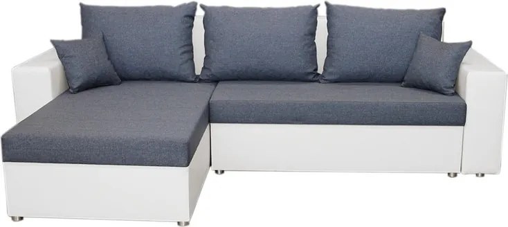 Rohová sedacia súprava Samba II, biela ekokoža/tmavo modrá látka