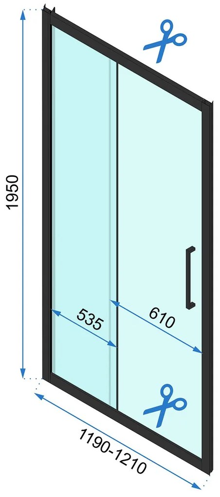 Rea Rapid Slide, 3-stenný sprchovací kút s posuvnými dverami 120 (dvere) x 90 (stena) x 195 cm, 6mm číre sklo, čierny profil, KPL-09881
