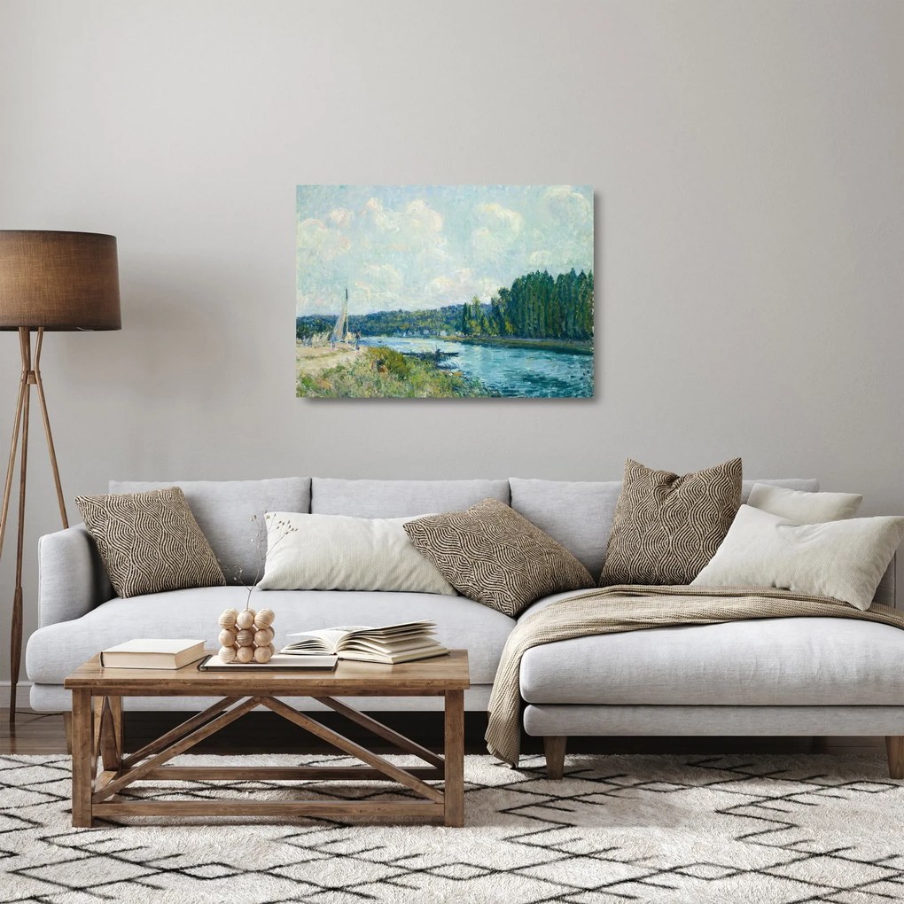 Sklenený obraz - Alfred Sisley, The Banks of the Oise, reprodukcia (70x50 cm)