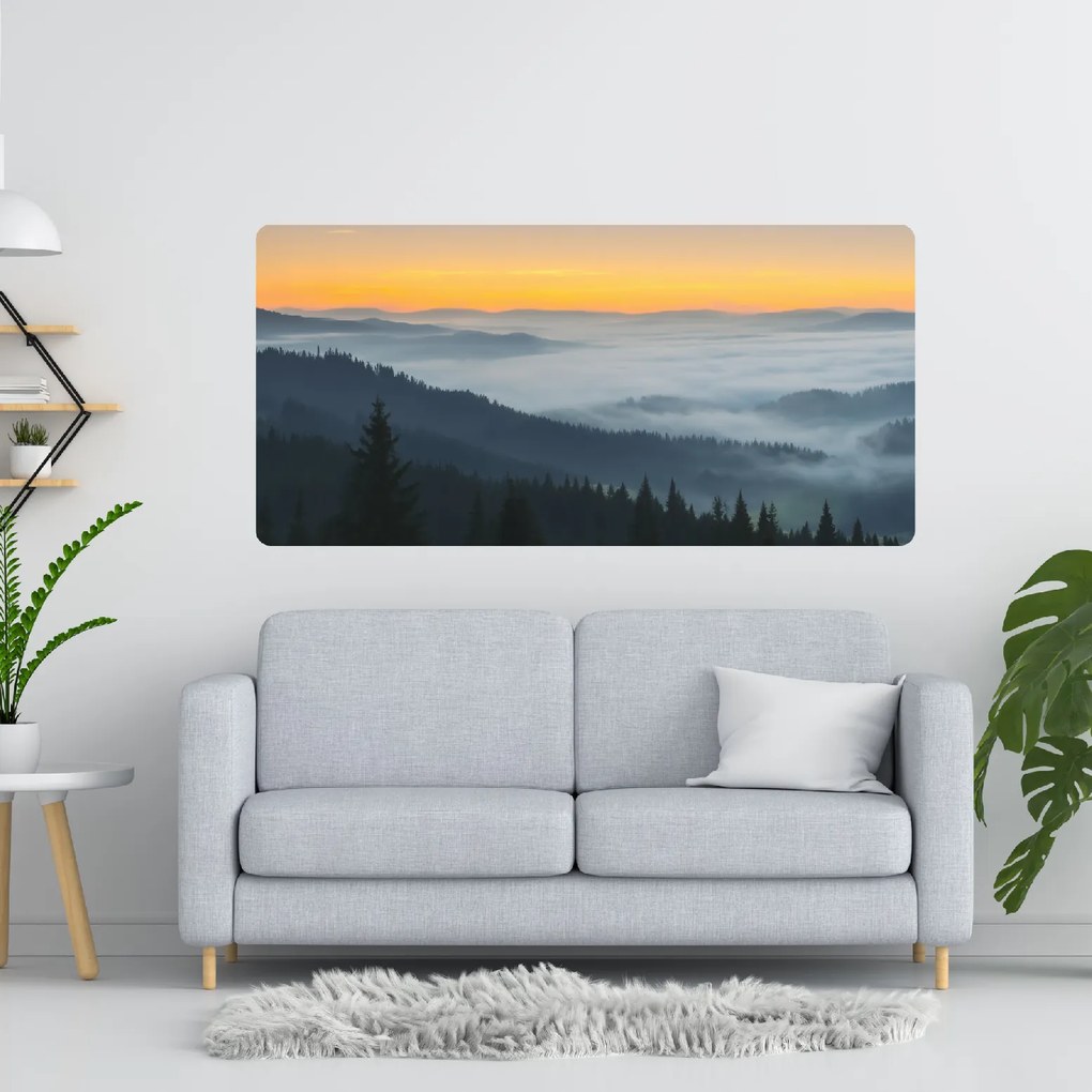 60x120cm Východ slnka nad horami - textilná nálepka na stenu